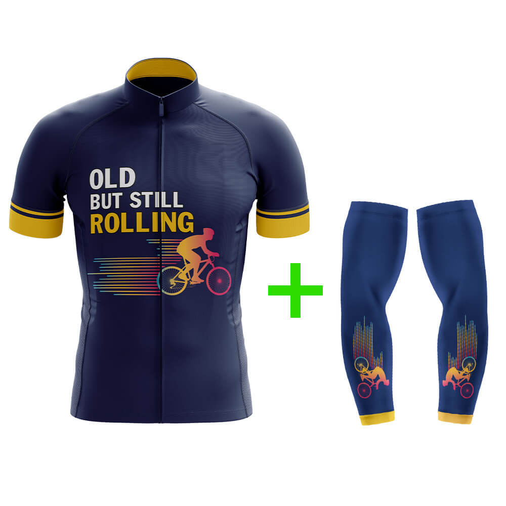 Cool Cycling Jersey With Arm Sleeves Old Still But Rolling Navy Blue Mens Bike Jersey