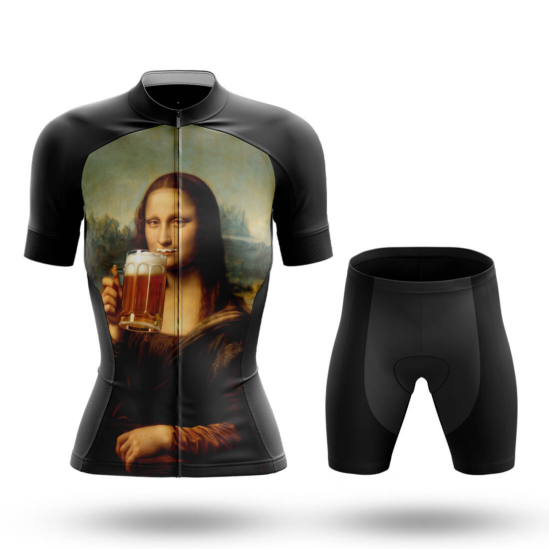Mona Lisa Drinking Beer - Women's Cycling Kit