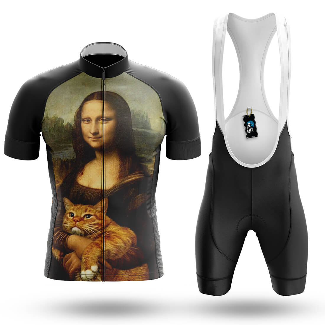 Mona Lisa With Orange Cat - Men's Cycling Kit
