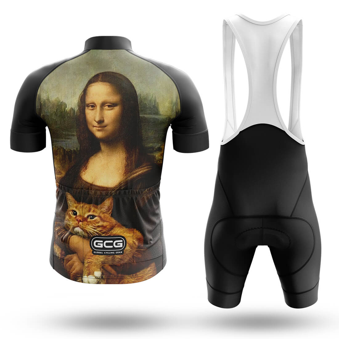 Mona Lisa With Orange Cat - Men's Cycling Kit