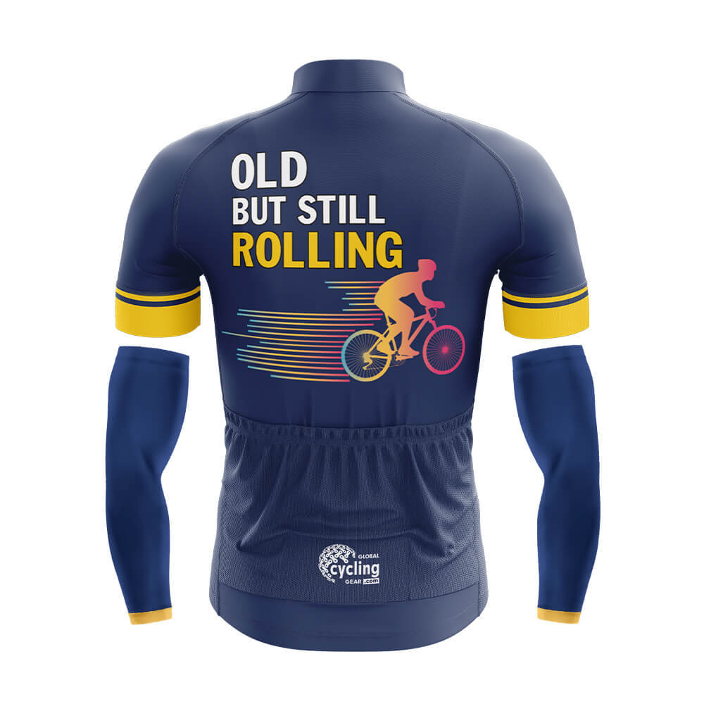 Cool Cycling Jersey With Arm Sleeves Old Still But Rolling Navy Blue Mens Bike Jersey