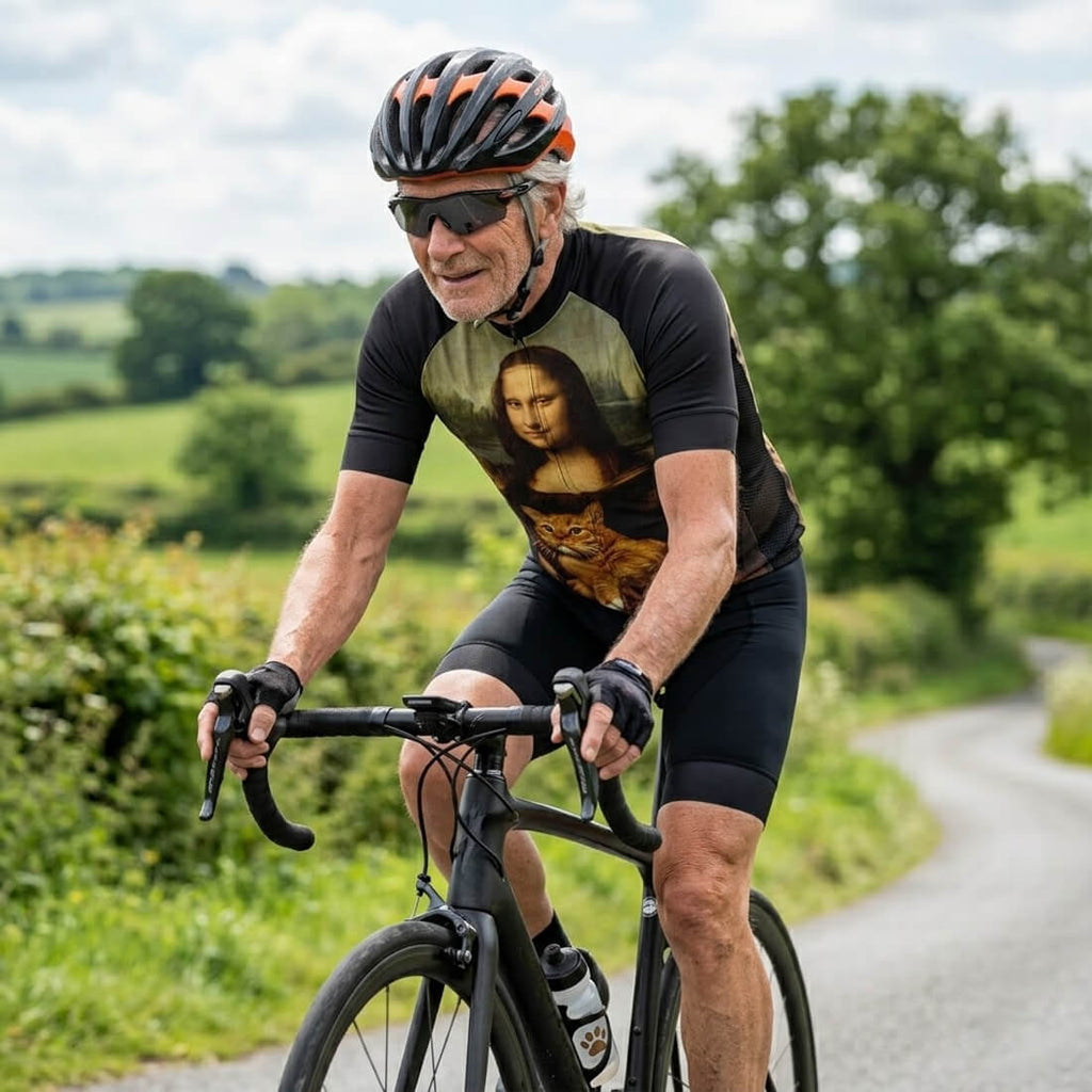 Mona Lisa With Orange Cat - Men's Cycling Kit