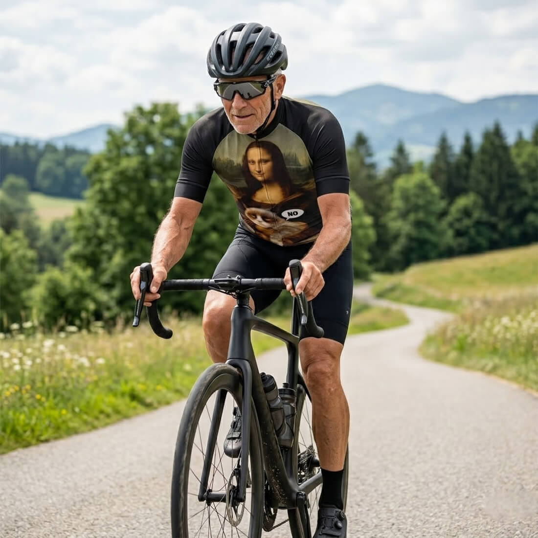 Mona Lisa With Cat - Men's Cycling Kit