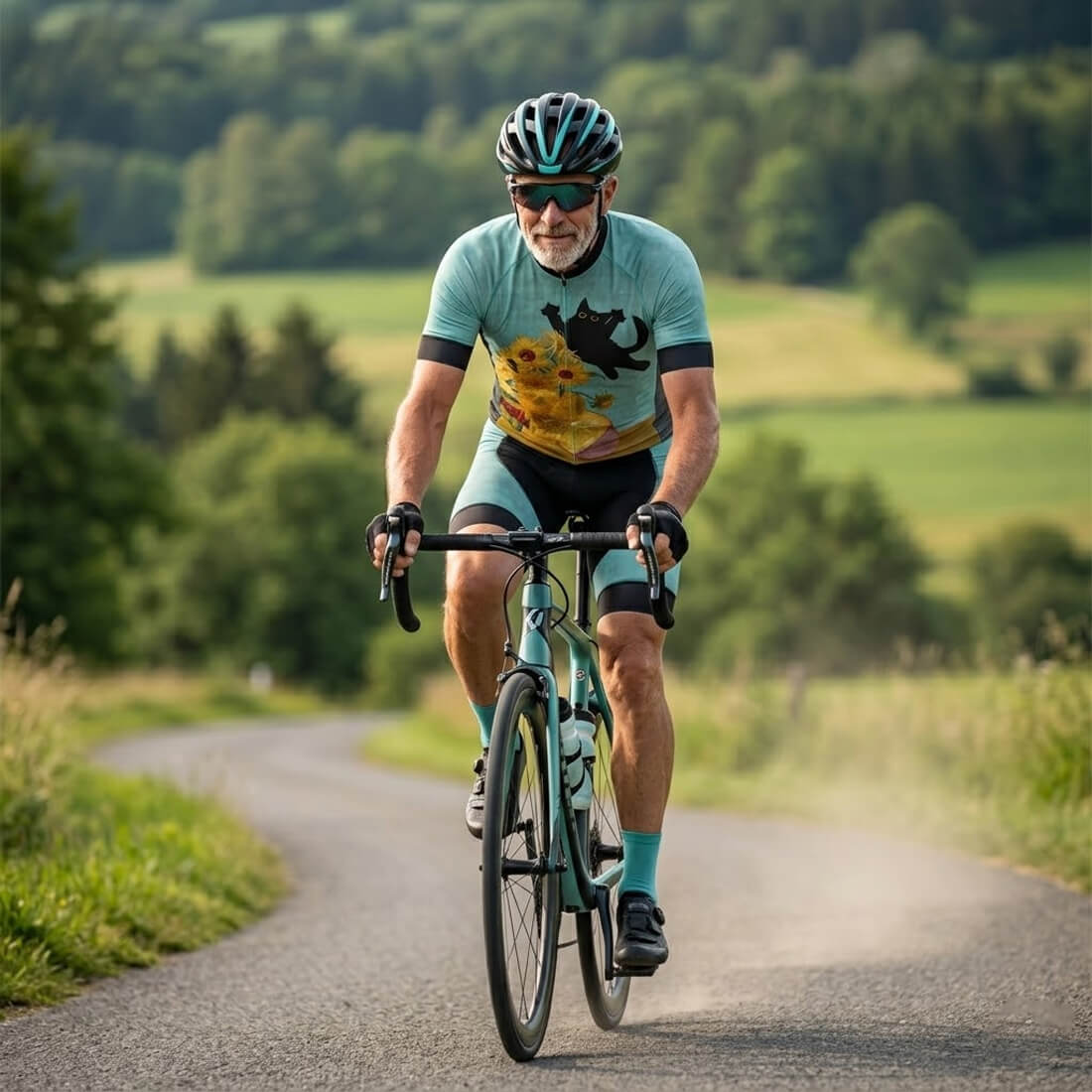 Black Cat Sunflower - Men's Cycling Kit